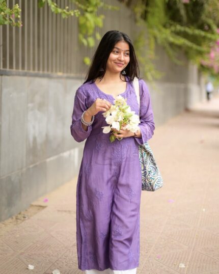 LAVENDER CHIKANKARI SET