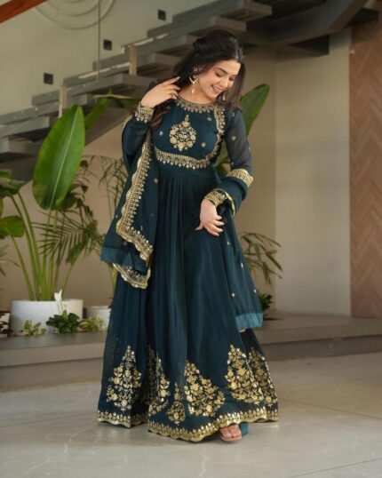 PREMIUM EMERALD ZARI GOWN