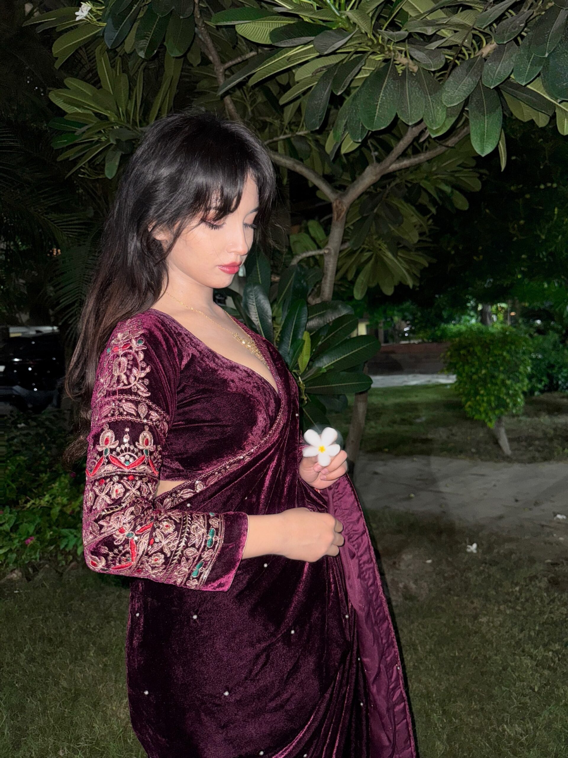 img_2812-2 LUXURY WINE VELVET SAREE - Image 7