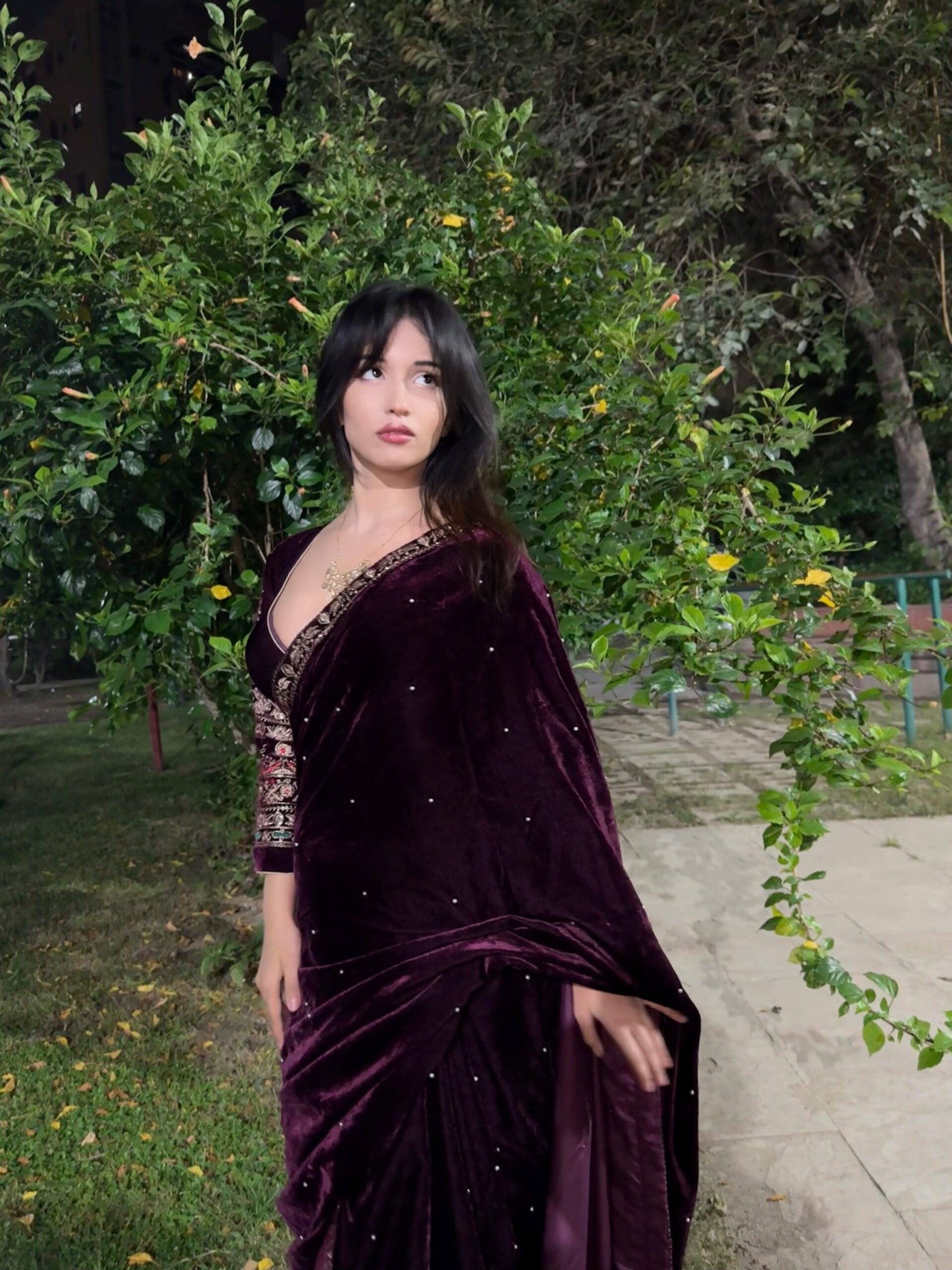 img_2814-2 LUXURY WINE VELVET SAREE - Image 6