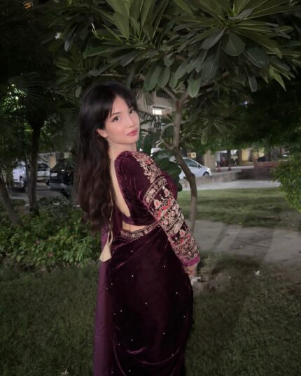 LUXURY WINE VELVET SAREE