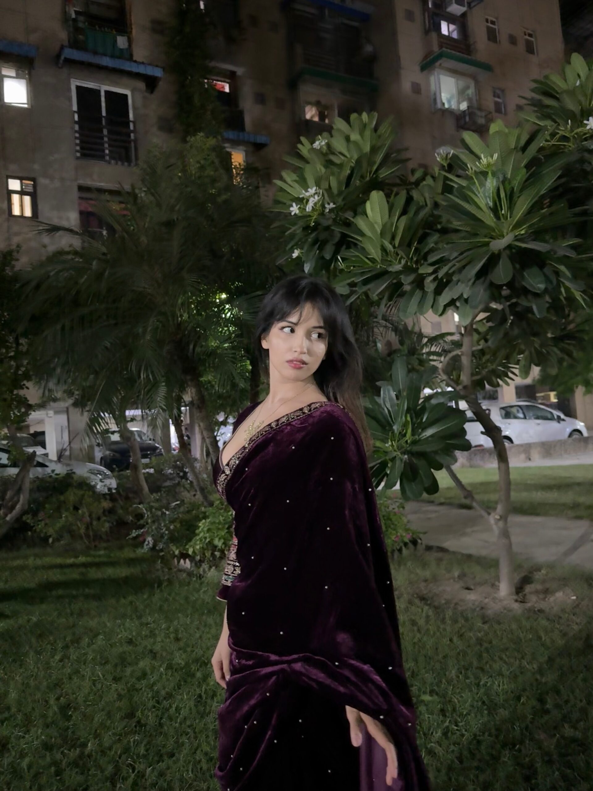 img_2820 LUXURY WINE VELVET SAREE - Image 12