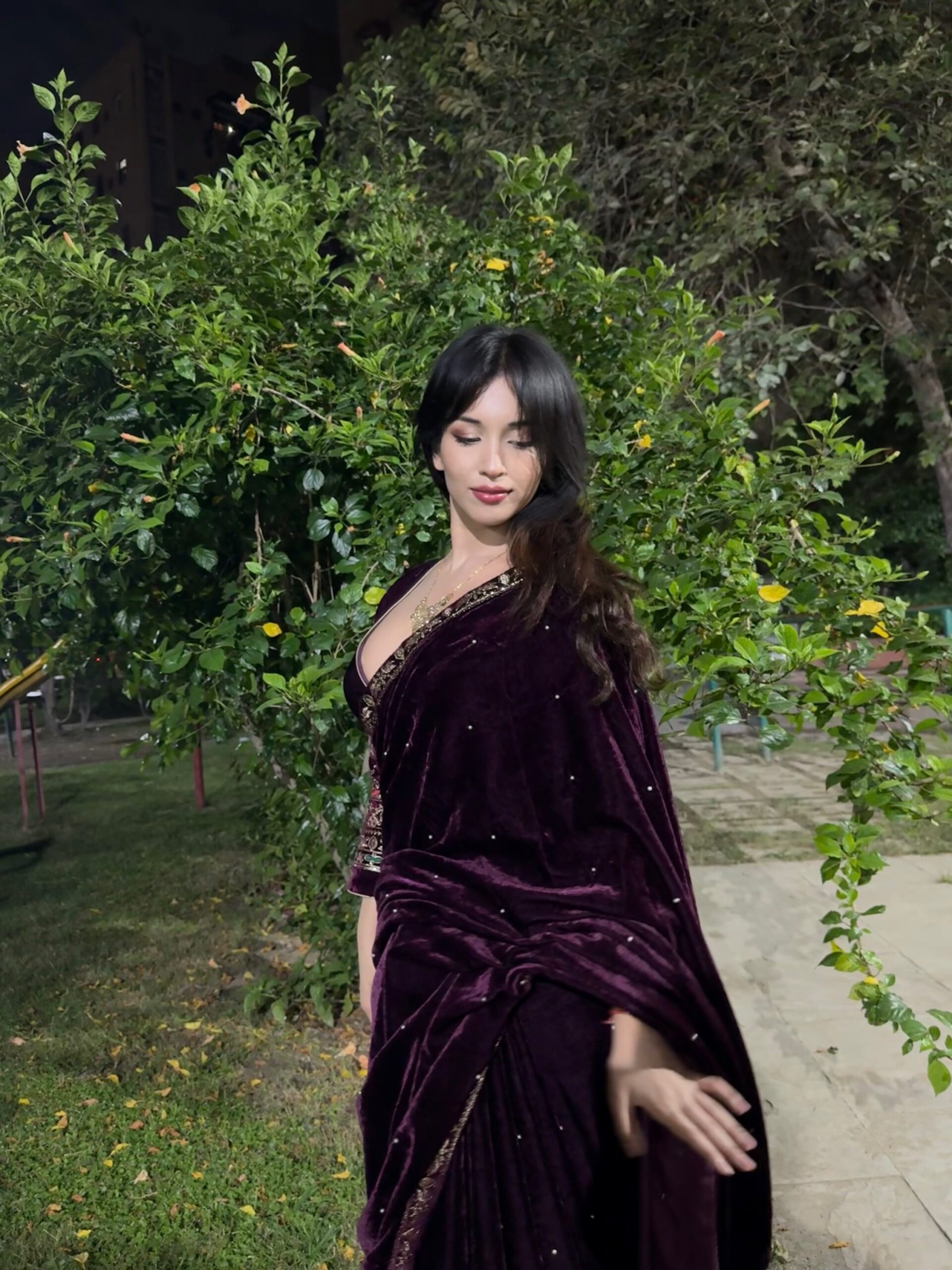 img_2821-2 LUXURY WINE VELVET SAREE - Image 10