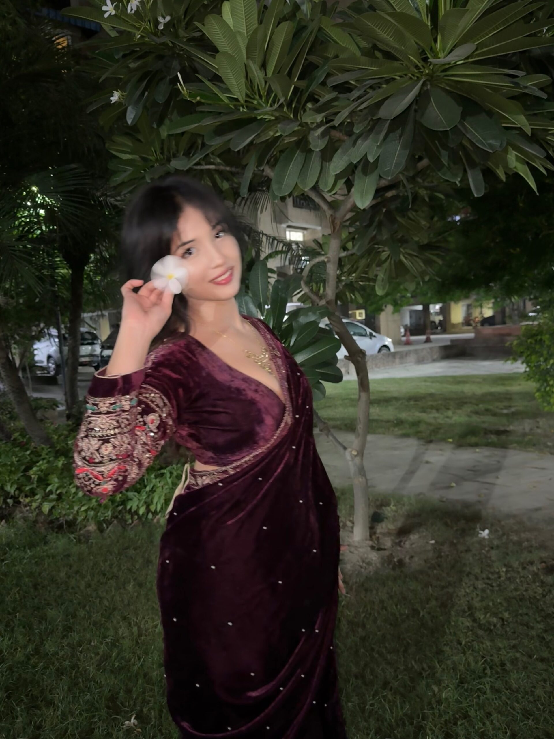 img_2825-1-2 LUXURY WINE VELVET SAREE - Image 3